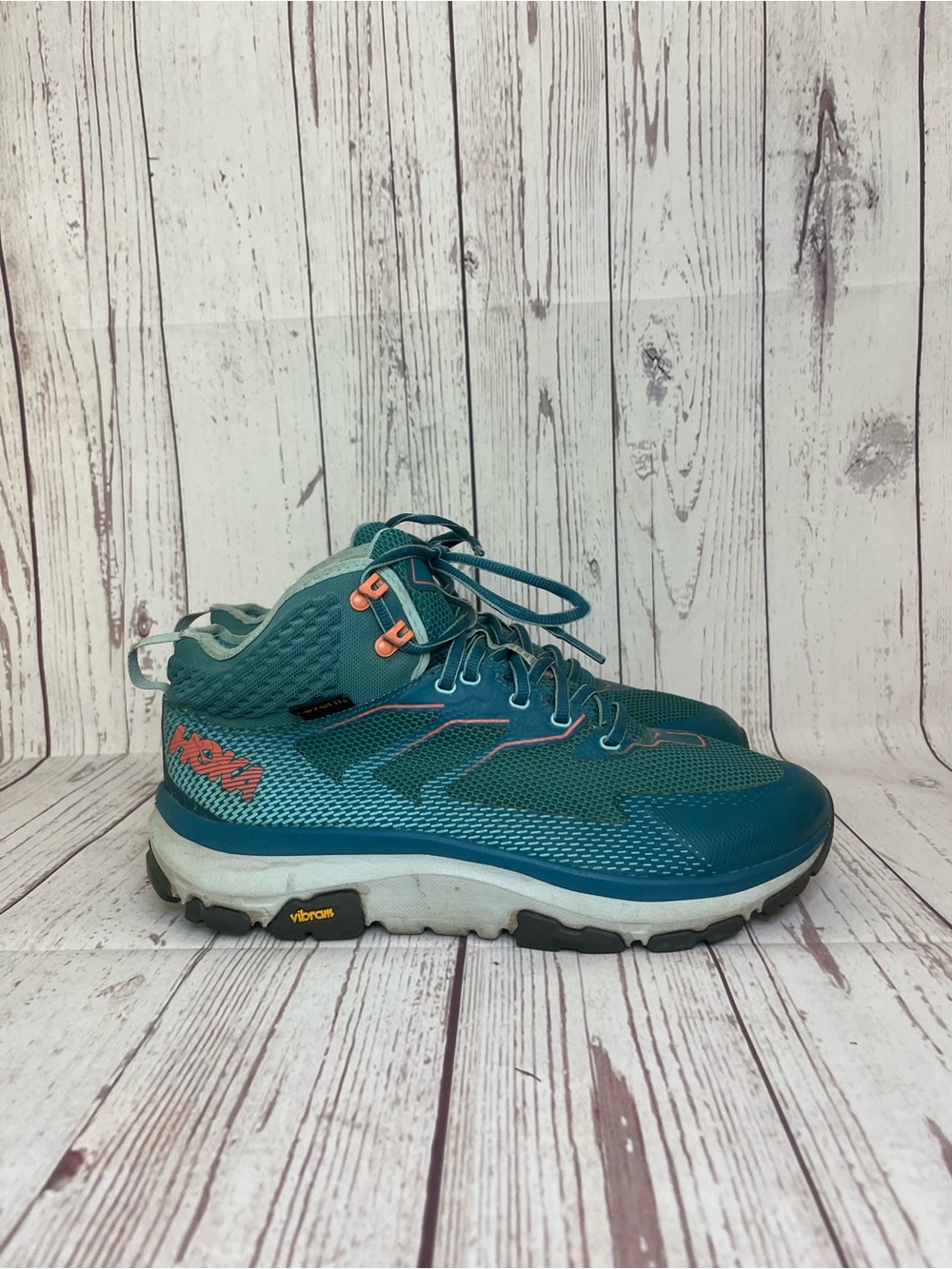 Hoka One One Sky Toa Mid Hiking Boots Women’s 8 Dragonfly/Aqua Haze Vibram